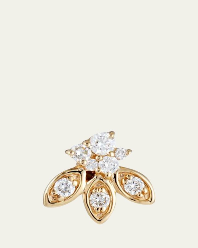 Single 14k Gold Diamond Petal Stud Earring